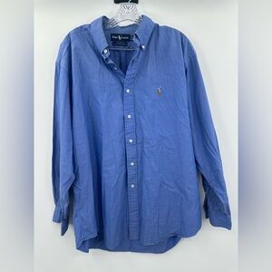 Ralph Lauren Men's Blue Long Sleeve Yarmouth Cotton Button Up Shirt Size‎ 16.5